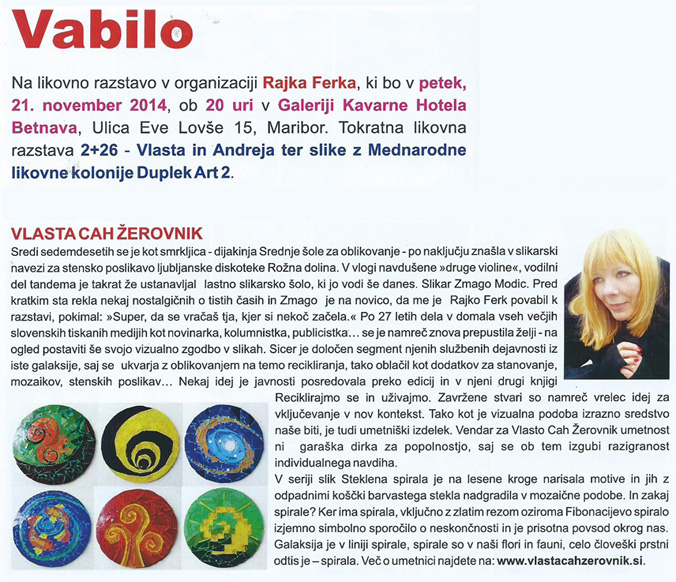 Vabilo na razstavo Steklena spirala